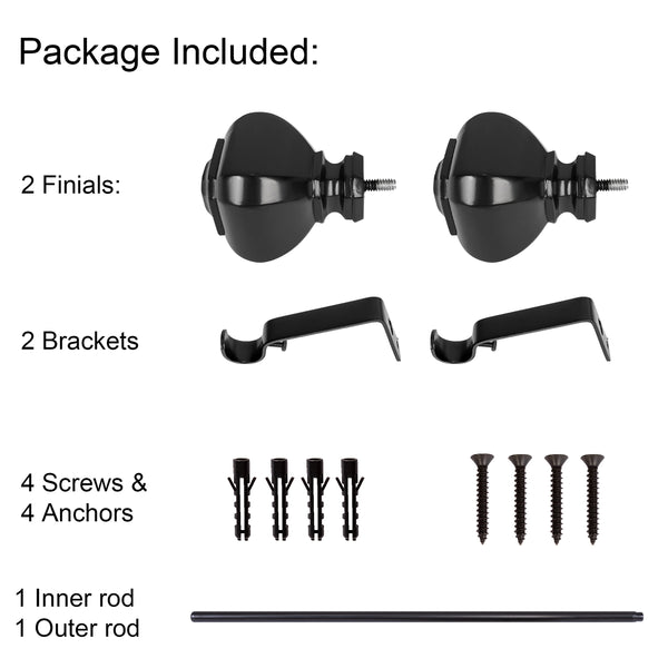 Loft97 D12XX Wall Mounted 3/4 Inch Curtain Rod - Curtain Rods For Windows, Adjustable Drapery Rods, Curtain Rods, Bedroom & Living Room Decorative Curtain Rods, Tapestry Poles