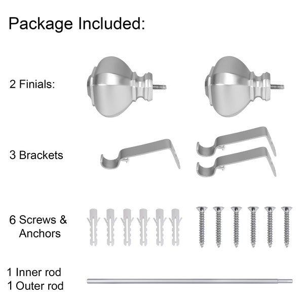 Loft97 D14XX Wall Mounted 3/4 Inch Curtain Rod - Curtain Rods For Windows, Adjustable Drapery Rods, Curtain Rods, Bedroom & Living Room Decorative Curtain Rods, Tapestry Poles