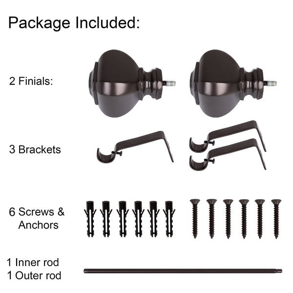 Loft97 D14XX Wall Mounted 3/4 Inch Curtain Rod - Curtain Rods For Windows, Adjustable Drapery Rods, Curtain Rods, Bedroom & Living Room Decorative Curtain Rods, Tapestry Poles