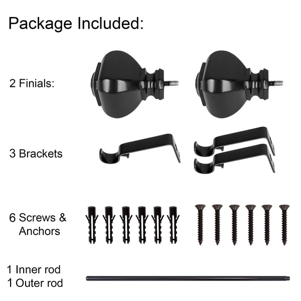 Loft97 D14XX Wall Mounted 3/4 Inch Curtain Rod - Curtain Rods For Windows, Adjustable Drapery Rods, Curtain Rods, Bedroom & Living Room Decorative Curtain Rods, Tapestry Poles