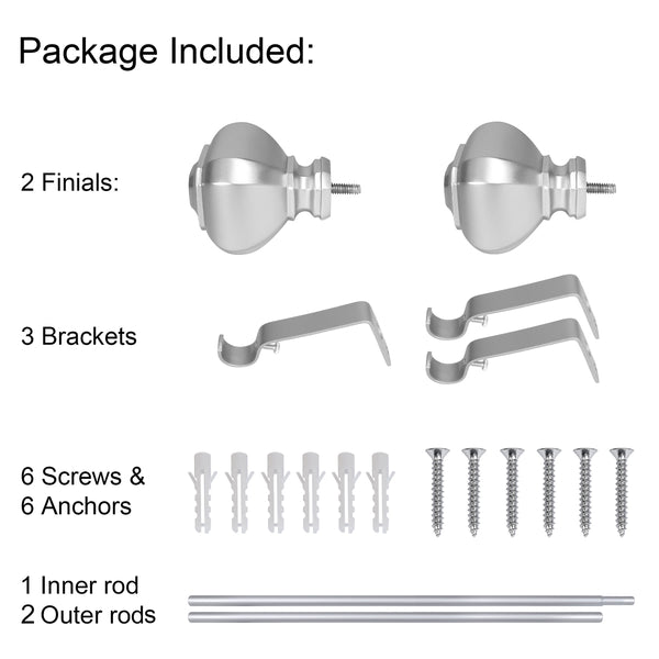 Loft97 D18XX Wall Mounted 3/4 Inch Curtain Rod - Curtain Rods For Windows, Adjustable Drapery Rods, Curtain Rods, Bedroom & Living Room Decorative Curtain Rods, Tapestry Poles