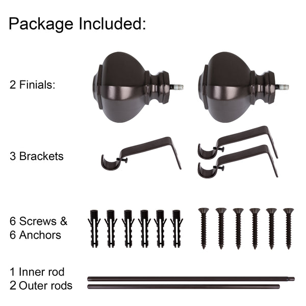 Loft97 D18XX Wall Mounted 3/4 Inch Curtain Rod - Curtain Rods For Windows, Adjustable Drapery Rods, Curtain Rods, Bedroom & Living Room Decorative Curtain Rods, Tapestry Poles