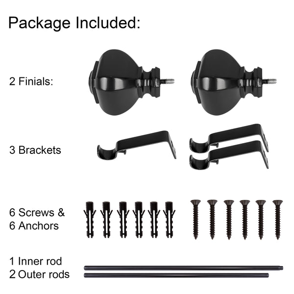 Loft97 D18XX Wall Mounted 3/4 Inch Curtain Rod - Curtain Rods For Windows, Adjustable Drapery Rods, Curtain Rods, Bedroom & Living Room Decorative Curtain Rods, Tapestry Poles