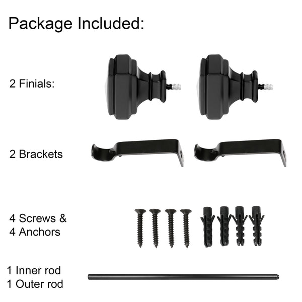 Loft97 D22XX Wall Mounted 5/8 Inch Curtain Rod - Curtain Rods For Windows, Adjustable Drapery Rods, Curtain Rods, Bedroom & Living Room Decorative Curtain Rods, Tapestry Poles