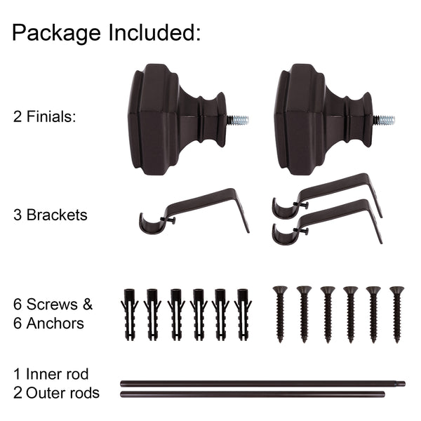 Loft97 D28XX Wall Mounted 5/8 Inch Curtain Rod - Curtain Rods For Windows, Adjustable Drapery Rods, Curtain Rods, Bedroom & Living Room Decorative Curtain Rods, Tapestry Poles