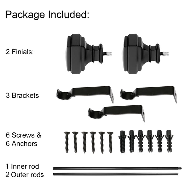 Loft97 D28XX Wall Mounted 5/8 Inch Curtain Rod - Curtain Rods For Windows, Adjustable Drapery Rods, Curtain Rods, Bedroom & Living Room Decorative Curtain Rods, Tapestry Poles