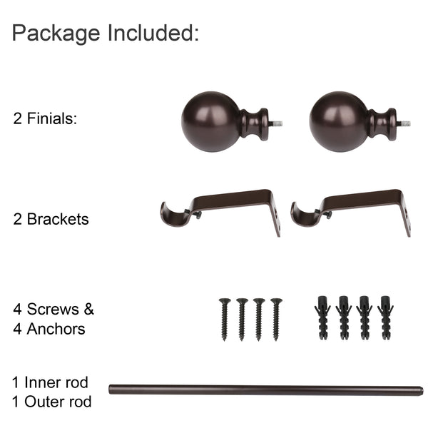 Loft97 D32RB Wall Mounted 3/4 Inch Curtain Rod - Curtain Rods For Windows 28 to 48 Inch, Adjustable Drapery Rods, Oil rubbed bronze Curtain Rods, Bedroom & Living Room Decorative Curtain Rods, Tapestry Poles (Oil rubbed bronze, 28"-48")