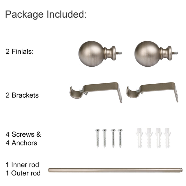 Loft97 D32SN Wall Mounted 3/4 Inch Curtain Rod - Curtain Rods For Windows 28 to 48 Inch, Adjustable Drapery Rods, Satin Nickel Curtain Rods, Bedroom & Living Room Decorative Curtain Rods, Tapestry Poles (Satin Nickel, 28"-48")