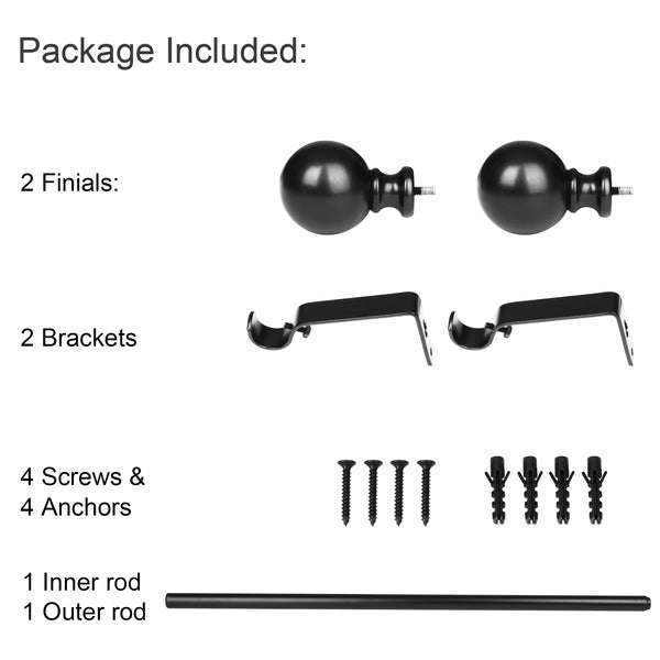 Loft97 D32XX Wall Mounted 3/4 Inch Curtain Rod - Curtain Rods For Windows, Adjustable Drapery Rods, Curtain Rods, Bedroom & Living Room Decorative Curtain Rods, Tapestry Poles
