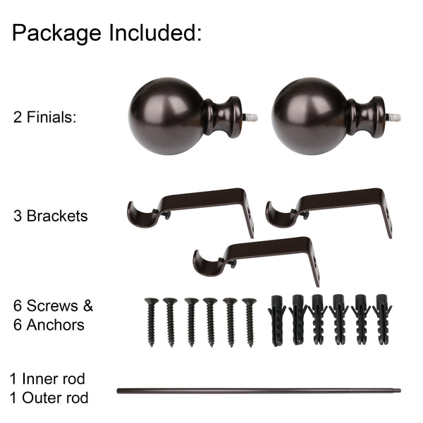 Loft97 D34RB Wall Mounted 3/4 Inch Curtain Rod - Curtain Rods For Windows 48 to 86 Inch, Adjustable Drapery Rods, Oil rubbed bronze Curtain Rods, Bedroom & Living Room Decorative Curtain Rods, Tapestry Poles (Oil Rubbed bronze, 48"-86")