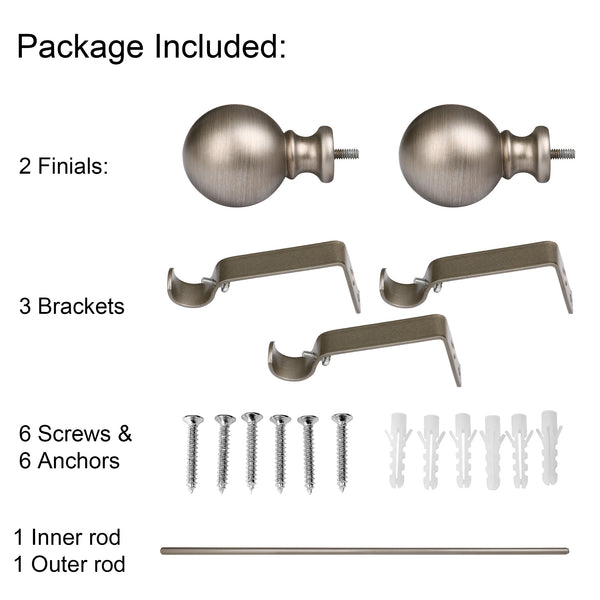 Loft97 D34SN Wall Mounted 3/4 Inch Curtain Rod - Curtain Rods For Windows 48 to 86 Inch, Adjustable Drapery Rods, Satin Nickel Curtain Rods, Bedroom & Living Room Decorative Curtain Rods, Tapestry Poles (Satin Nickel, 48"-86")