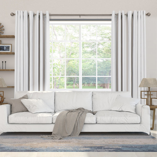 Loft97 D34SN Wall Mounted 3/4 Inch Curtain Rod - Curtain Rods For Windows 48 to 86 Inch, Adjustable Drapery Rods, Satin Nickel Curtain Rods, Bedroom & Living Room Decorative Curtain Rods, Tapestry Poles (Satin Nickel, 48"-86")