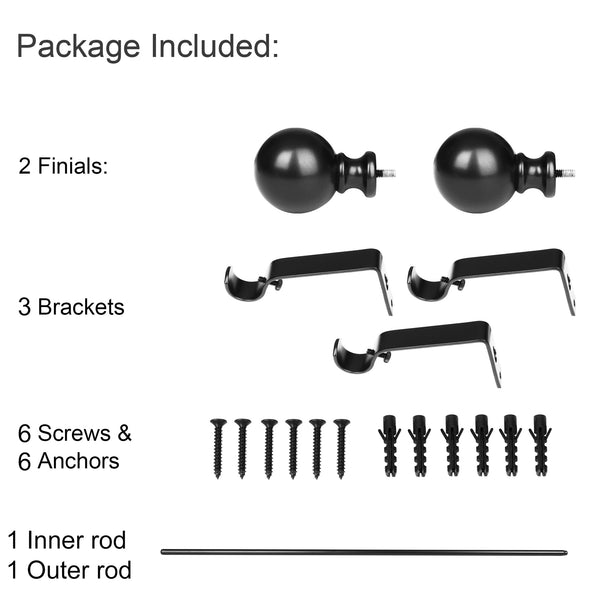 Loft97 D34XX Wall Mounted 3/4 Inch Curtain Rod - Curtain Rods For Windows, Adjustable Drapery Rods, Curtain Rods, Bedroom & Living Room Decorative Curtain Rods, Tapestry Poles