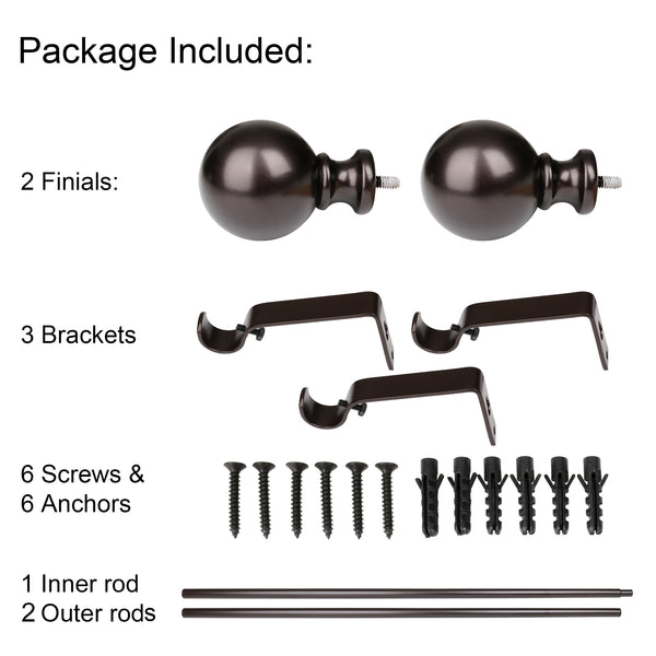 Loft97 D38RB Wall Mounted 3/4 Inch Curtain Rod - Curtain Rods For Windows 86 to 120 Inch, Adjustable Drapery Rods, Oil rubbed bronze Curtain Rods, Bedroom & Living Room Decorative Curtain Rods, Tapestry Poles (Oil rubbed bronze, 86"-120")