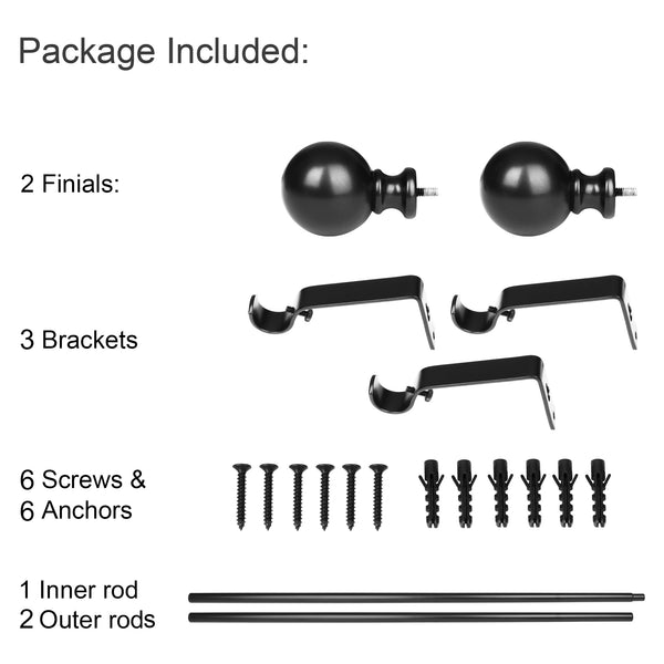 Loft97 D38XX Wall Mounted 3/4 Inch Curtain Rod - Curtain Rods For Windows 86 to 120 Inch, Adjustable Drapery Rods, Curtain Rods, Bedroom & Living Room Decorative Curtain Rods, Tapestry Poles 86"-120"