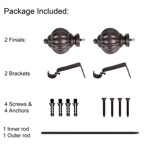 Loft97 D42XX Wall Mounted 3/4 Inch Curtain Rod - Curtain Rods For Windows, Adjustable Drapery Rods, Curtain Rods, Bedroom & Living Room Decorative Curtain Rods, Tapestry Poles
