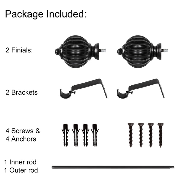 Loft97 D42XX Wall Mounted 3/4 Inch Curtain Rod - Curtain Rods For Windows, Adjustable Drapery Rods, Curtain Rods, Bedroom & Living Room Decorative Curtain Rods, Tapestry Poles