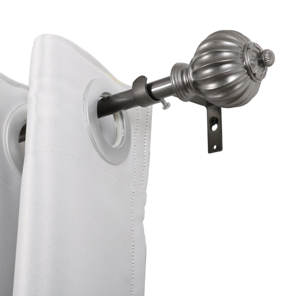 Loft97 D44P Wall Mounted Curtain Rod with Decorative Round Finials, 48-86", Pewter