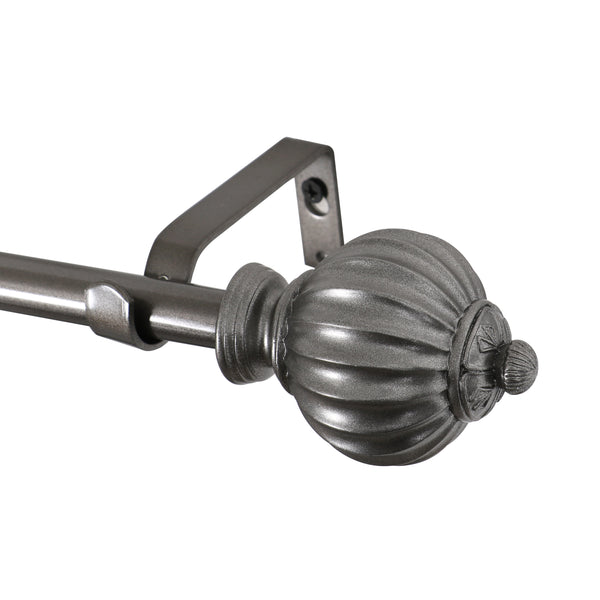 Loft97 D44P Wall Mounted Curtain Rod with Decorative Round Finials, 48-86", Pewter