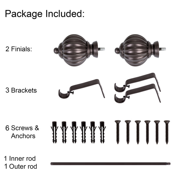 Loft97 D44XX Wall Mounted 3/4 Inch Curtain Rod - Curtain Rods For Windows 48 to 86 Inch, Adjustable Drapery Rods, Curtain Rods, Bedroom & Living Room Decorative Curtain Rods, Tapestry Poles 48"-86"