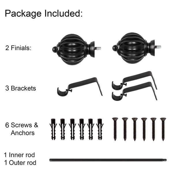 Loft97 D44XX Wall Mounted 3/4 Inch Curtain Rod - Curtain Rods For Windows 48 to 86 Inch, Adjustable Drapery Rods, Curtain Rods, Bedroom & Living Room Decorative Curtain Rods, Tapestry Poles 48"-86"