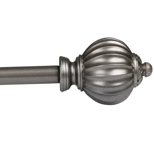 Loft97 D48P Wall Mounted Curtain Rod with Decorative Round Finials, 86-120", Pewter