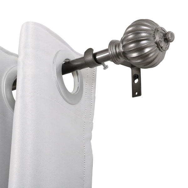Loft97 D48P Wall Mounted Curtain Rod with Decorative Round Finials, 86-120", Pewter