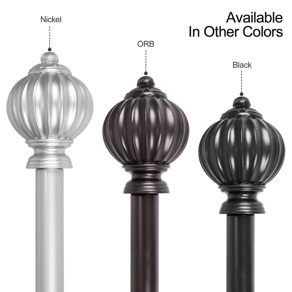 Loft97 D44P Wall Mounted Curtain Rod with Decorative Round Finials, 48-86", Pewter