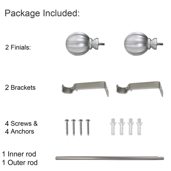 Loft97 D52N Wall Mounted 3/4 Inch Curtain Rod - Curtain Rods For Windows 28-48", Adjustable Drapery Rods, Nickel Curtain Rods, Bedroom & Living Room Decorative Curtain Rods, Tapestry Poles (Nickel, 28"-48")