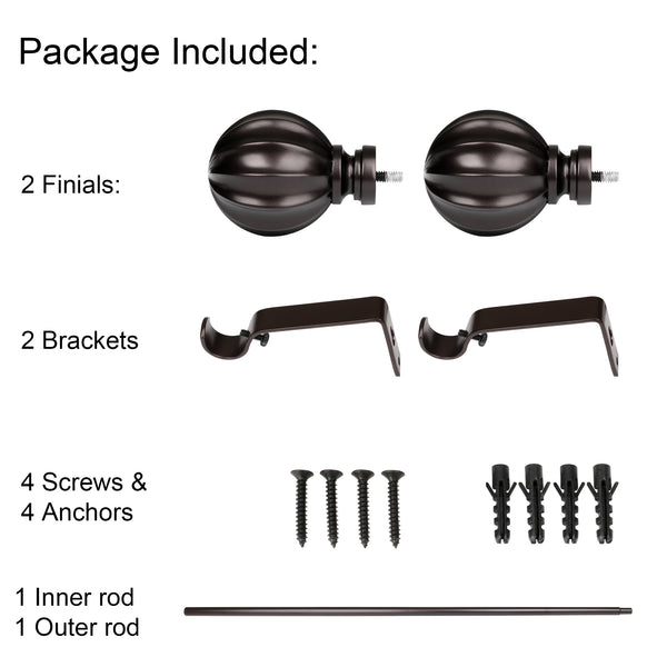 Loft97 D52XX Wall Mounted 3/4 Inch Curtain Rod - Curtain Rods For Windows 28 to 48 Inch, Adjustable Drapery Rods, Curtain Rods, Bedroom & Living Room Decorative Curtain Rods, Tapestry Poles