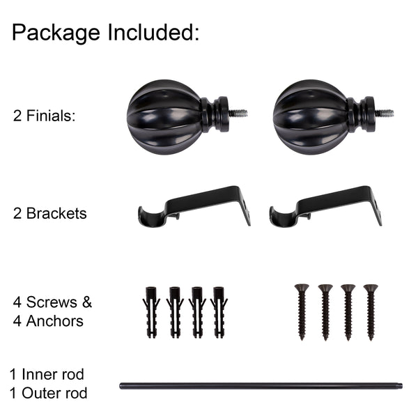 Loft97 D52XX Wall Mounted 3/4 Inch Curtain Rod - Curtain Rods For Windows 28 to 48 Inch, Adjustable Drapery Rods, Curtain Rods, Bedroom & Living Room Decorative Curtain Rods, Tapestry Poles