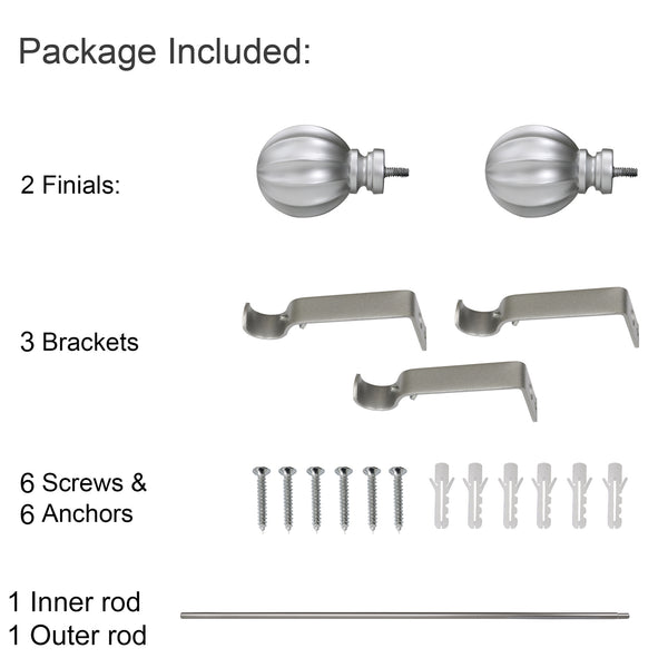 Loft97 D54N Wall Mounted 3/4 Inch Curtain Rod - Curtain Rods For Windows 48 to 86 Inch, Adjustable Drapery Rods, Nickel Curtain Rods, Bedroom & Living Room Decorative Curtain Rods, Tapestry Poles (Nickel, 48"-86")