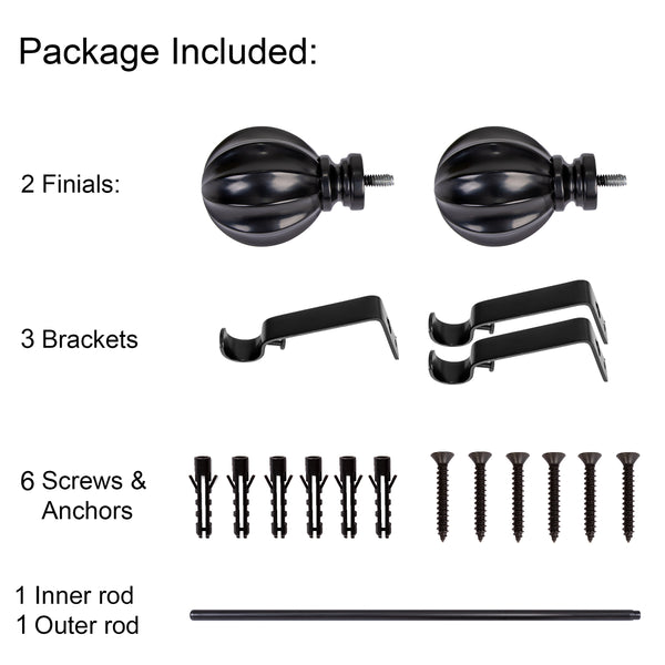 Loft97 D54XX Wall Mounted 3/4 Inch Curtain Rod - Curtain Rods For Windows 48 to 86 Inch, Adjustable Drapery Rods, Curtain Rods, Bedroom & Living Room Decorative Curtain Rods, Tapestry Poles
