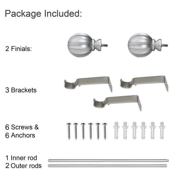 Loft97 D58N Wall Mounted 3/4 Inch Curtain Rod - Curtain Rods For Windows 86 to 120 Inch, Adjustable Drapery Rods, Nickel Curtain Rods, Bedroom & Living Room Decorative Curtain Rods, Tapestry Poles (Nickel, 86"-120")