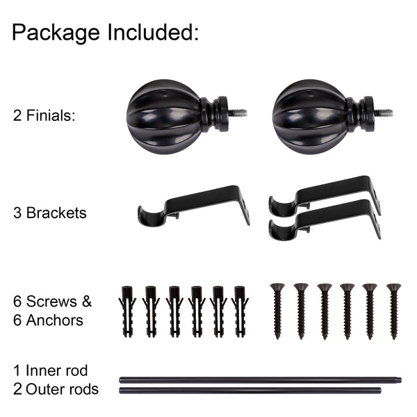 Loft97 D58XX Wall Mounted 3/4 Inch Curtain Rod - Curtain Rods For Windows 86 to 120 Inch, Adjustable Drapery Rods, Curtain Rods, Bedroom & Living Room Decorative Curtain Rods, Tapestry Poles