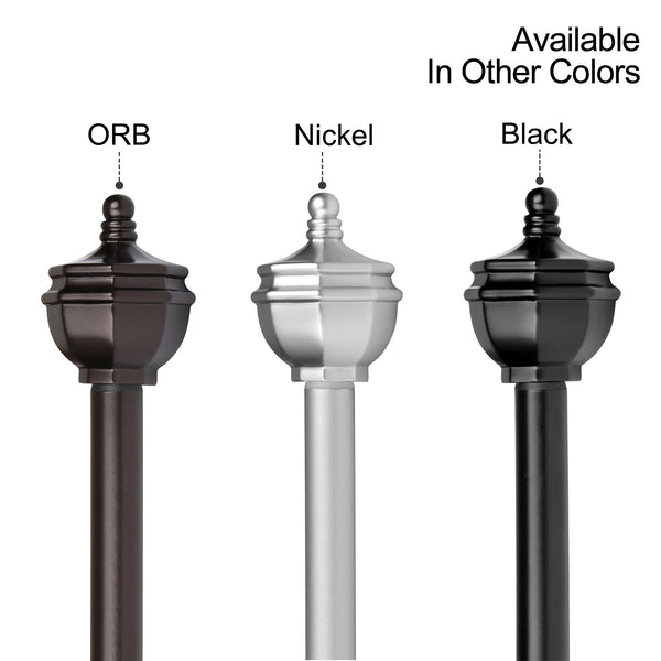 Loft97 D62RB Curtain Rod with Decorative Urn Finial, 28-48", Bronze