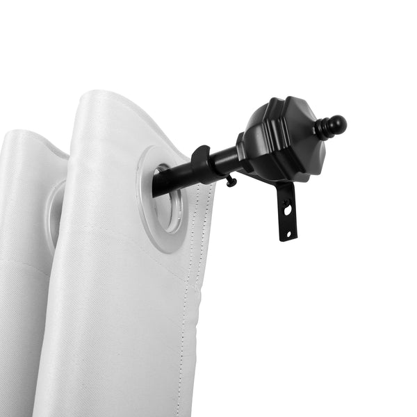 Loft97 D62Z Curtain Rod with Decorative Urn Finial, 28-48", Black