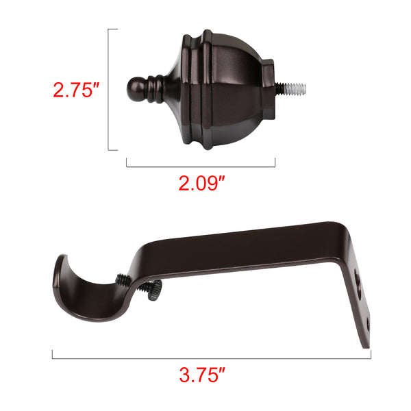 Loft97 D64RB Curtain Rod with Decorative Urn Finial, 48-86", Bronze