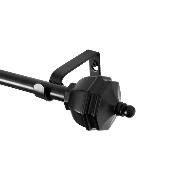 Loft97 D64Z Curtain Rod with Decorative Urn Finial, 48-86", Black