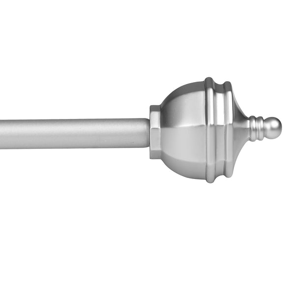Loft97 D68N Curtain Rod with Decorative Urn Finial, 86-120", Nickel