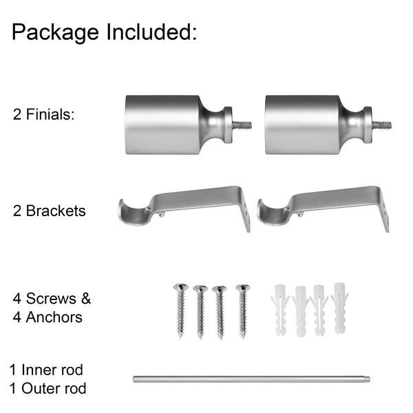 Loft97 D72N Wall Mounted 3/4 Inch Curtain Rod - Curtain Rods For Windows 28 to 48 Inch, Adjustable Drapery Rods, Nickel Curtain Rods, Bedroom & Living Room Decorative Curtain Rods, Tapestry Poles (Nickel, 28"-48")