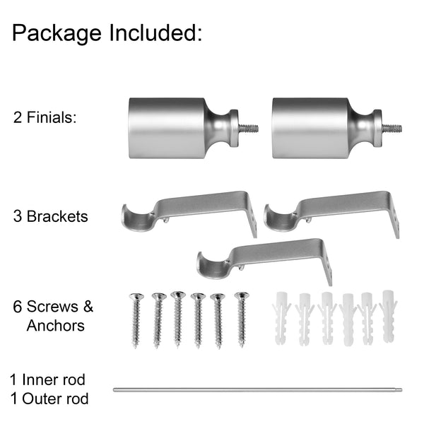 Loft97 D74N Wall Mounted 3/4 Inch Curtain Rod - Curtain Rods For Windows 48 to 86 Inch, Adjustable Drapery Rods, Curtain Rods, Bedroom & Living Room Decorative Curtain Rods, Tapestry Poles, Nickel