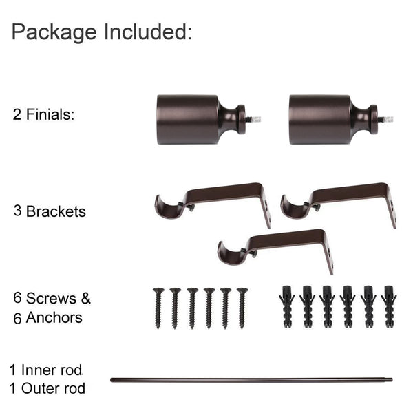 Loft97 D74RB Wall Mounted 3/4 Inch Curtain Rod - Curtain Rods For Windows 48 to 86 Inch, Adjustable Drapery Rods, Curtain Rods, Bedroom & Living Room Decorative Curtain Rods, Tapestry Poles, Bronze