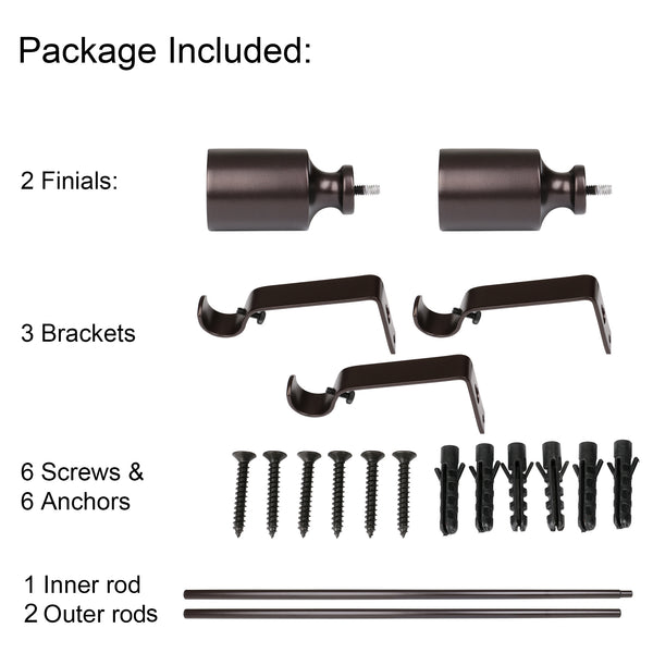 Loft97 D78RB Wall Mounted 3/4 Inch Curtain Rod - Curtain Rods For Windows 86 to 120 Inch, Adjustable Drapery Rods, Curtain Rods, Bedroom & Living Room Decorative Curtain Rods, Tapestry Poles, Bronze
