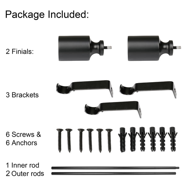 Loft97 D78Z/D78GD Wall Mounted 3/4 Inch Curtain Rod - Curtain Rods For Windows 86 to 120 Inch, Adjustable Drapery Rods, Curtain Rods, Bedroom & Living Room Decorative Curtain Rods, Tapestry Poles, Black & Gold