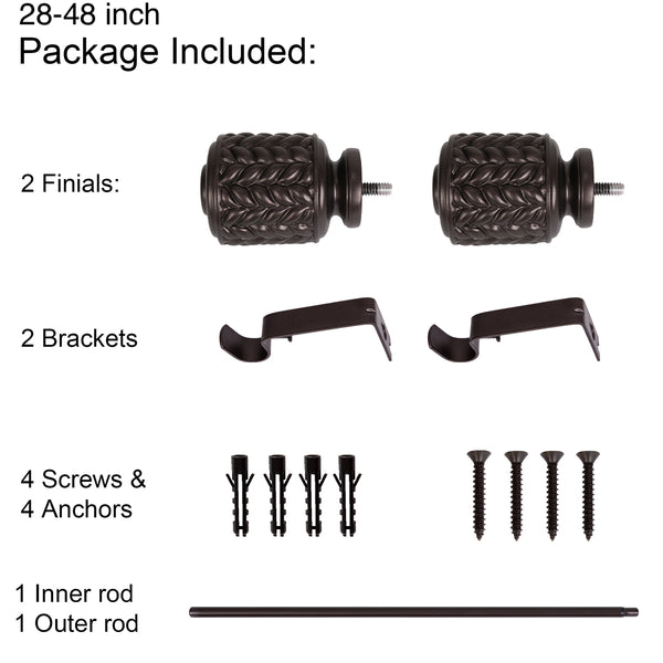 LOFT97 D8XX Wall Mounted 3/4 Inch 3/4 Inch Curtain Rod - Curtain Rods For Windows, Adjustable Drapery Rods, Curtain Rods, Bedroom & Living Room Decorative Curtain Rods, Tapestry Poles
