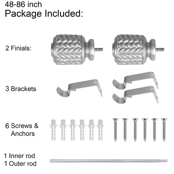 LOFT97 D8XX 3/4 Inch Curtain Rod, Single Decorative Drapery Rod, Adjustable Curtain rods for Windows