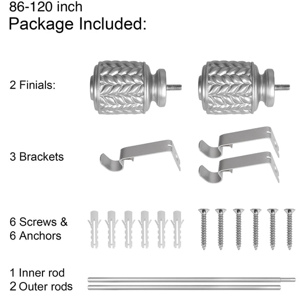 LOFT97 D8XX Wall Mounted 3/4 Inch 3/4 Inch Curtain Rod - Curtain Rods For Windows, Adjustable Drapery Rods, Curtain Rods, Bedroom & Living Room Decorative Curtain Rods, Tapestry Poles