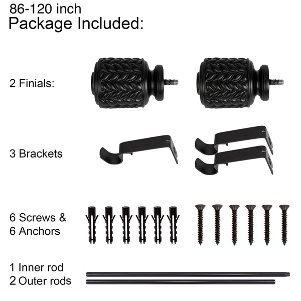 LOFT97 D8XX Wall Mounted 3/4 Inch 3/4 Inch Curtain Rod - Curtain Rods For Windows, Adjustable Drapery Rods, Curtain Rods, Bedroom & Living Room Decorative Curtain Rods, Tapestry Poles