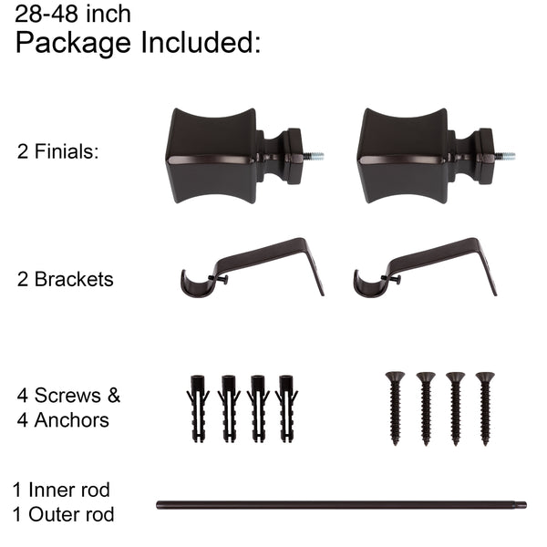 LOT97 D9XX Wall Mounted 3/4 Inch Curtain Rod - Curtain Rods For Windows, Adjustable Drapery Rods, Curtain Rods, Bedroom & Living Room Decorative Curtain Rods, Tapestry Poles